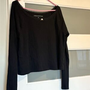 Aeropostale Women's Black Long Sleeve off the shoulder